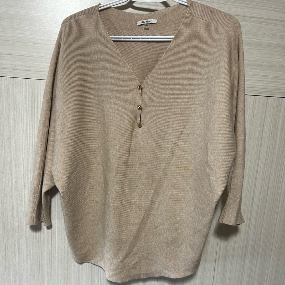 Vila Milano Soft Cozy Batwing Sleeve Beige Sweater XL